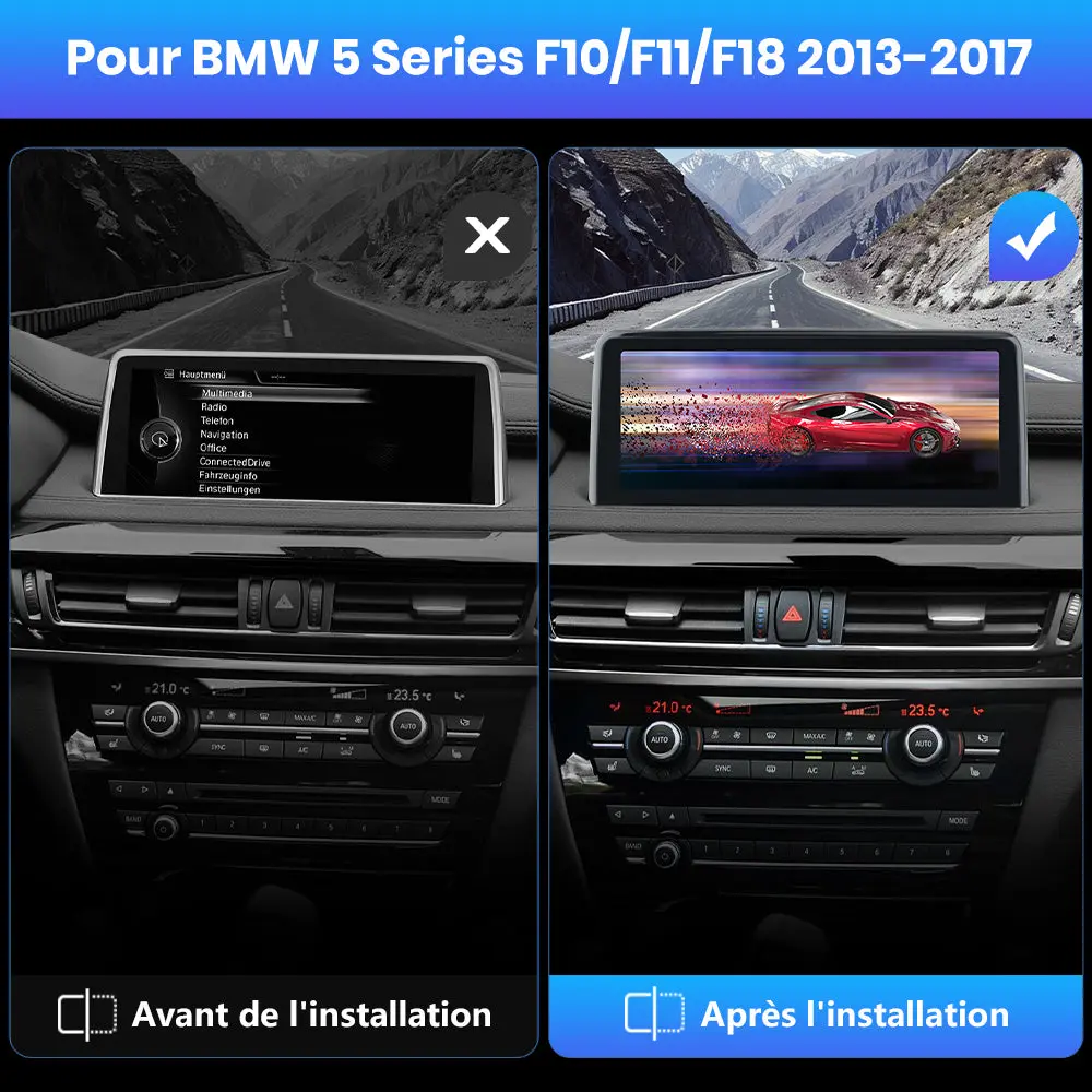 AWESAFE 10.25" Android 13 Autoradio pour Pour BMW X5 X6 Series F15/F16 2014-2016 Système NBT - Bluetooth, Android Auto et Carplay sans fil + Câble USB – Image 3