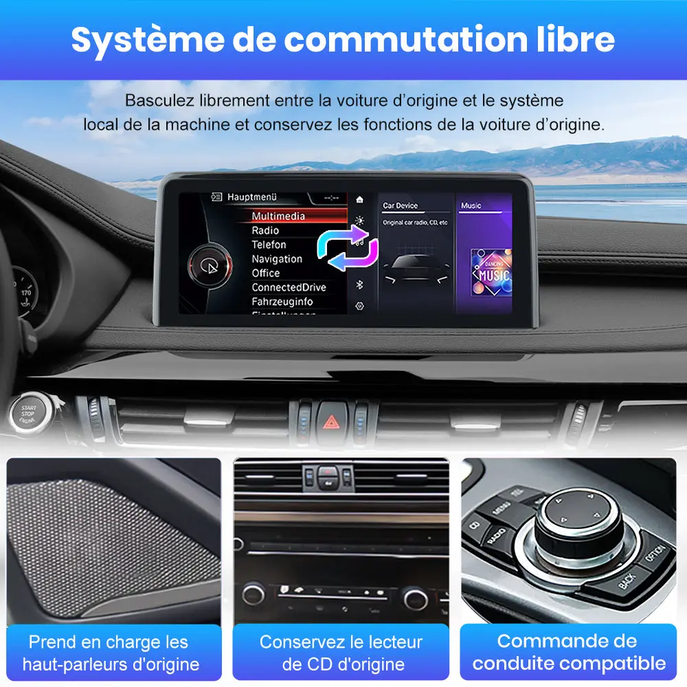 AWESAFE 10.25" Android 13 Autoradio pour Pour BMW X5 X6 Series F15/F16 2014-2016 Système NBT - Bluetooth, Android Auto et Carplay sans fil + Câble USB – Image 6