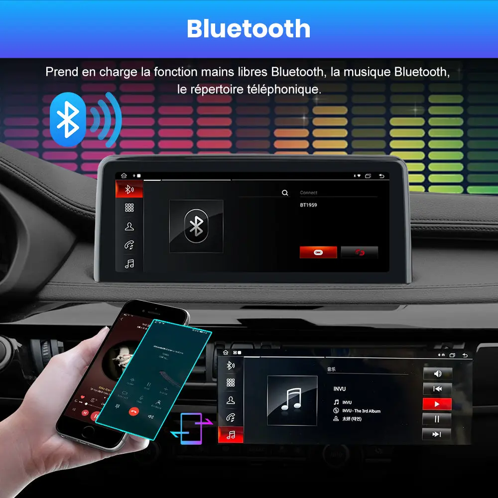 AWESAFE 10.25" Android 13 Autoradio pour Pour BMW X5 X6 Series F15/F16 2014-2016 Système NBT - Bluetooth, Android Auto et Carplay sans fil + Câble USB – Image 7