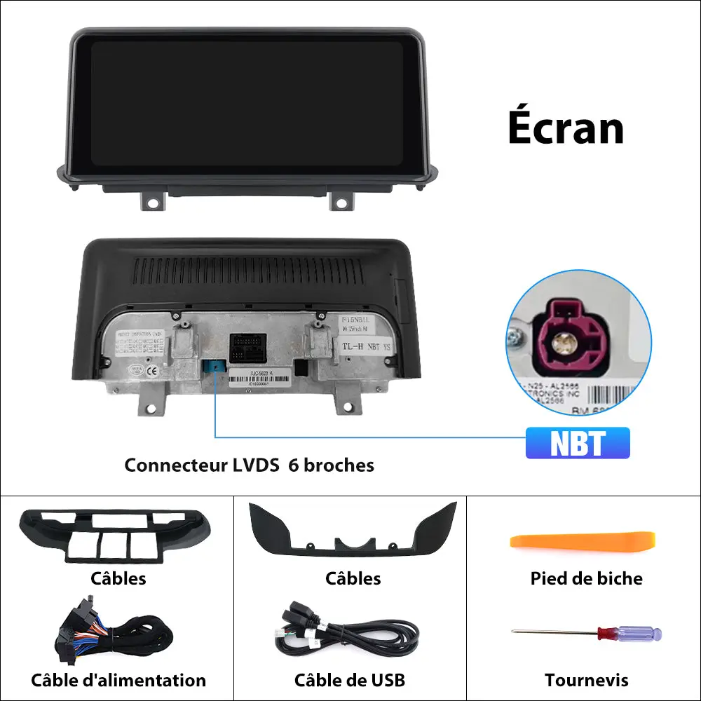 AWESAFE 10.25" Android 13 Autoradio pour Pour BMW X5 X6 Series F15/F16 2014-2016 Système NBT - Bluetooth, Android Auto et Carplay sans fil + Câble USB – Image 9