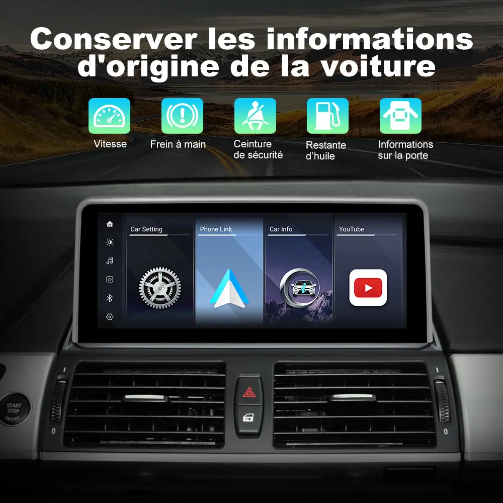 AWESAFE 10.25" Android Autoradio pour BMW X5 E70 & X6 E71 CCC (2007-2010) - Bluetooth, Android Auto & Carplay sans fil + Câble USB – Image 7