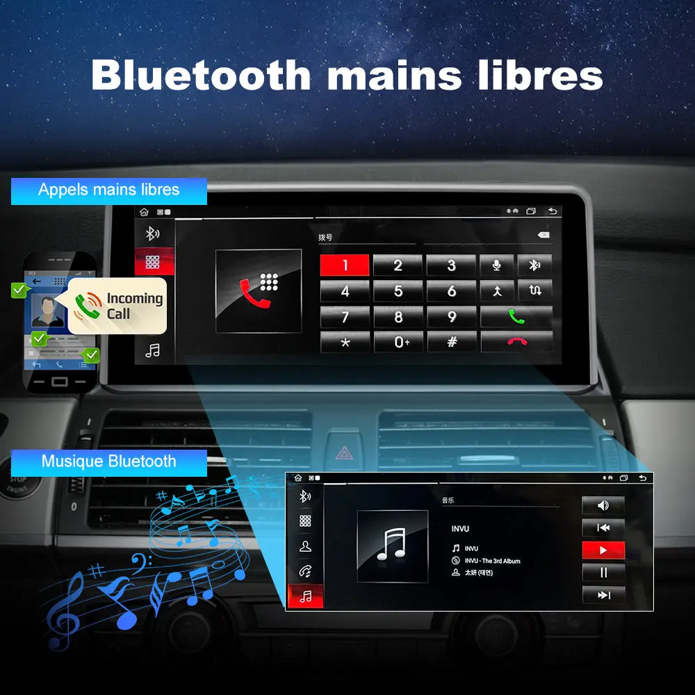 AWESAFE 10.25" Android Autoradio pour BMW X5 E70 & X6 E71 CIC (2011-2013) - Bluetooth, Android Auto & Carplay sans fil + Câble USB – Image 8