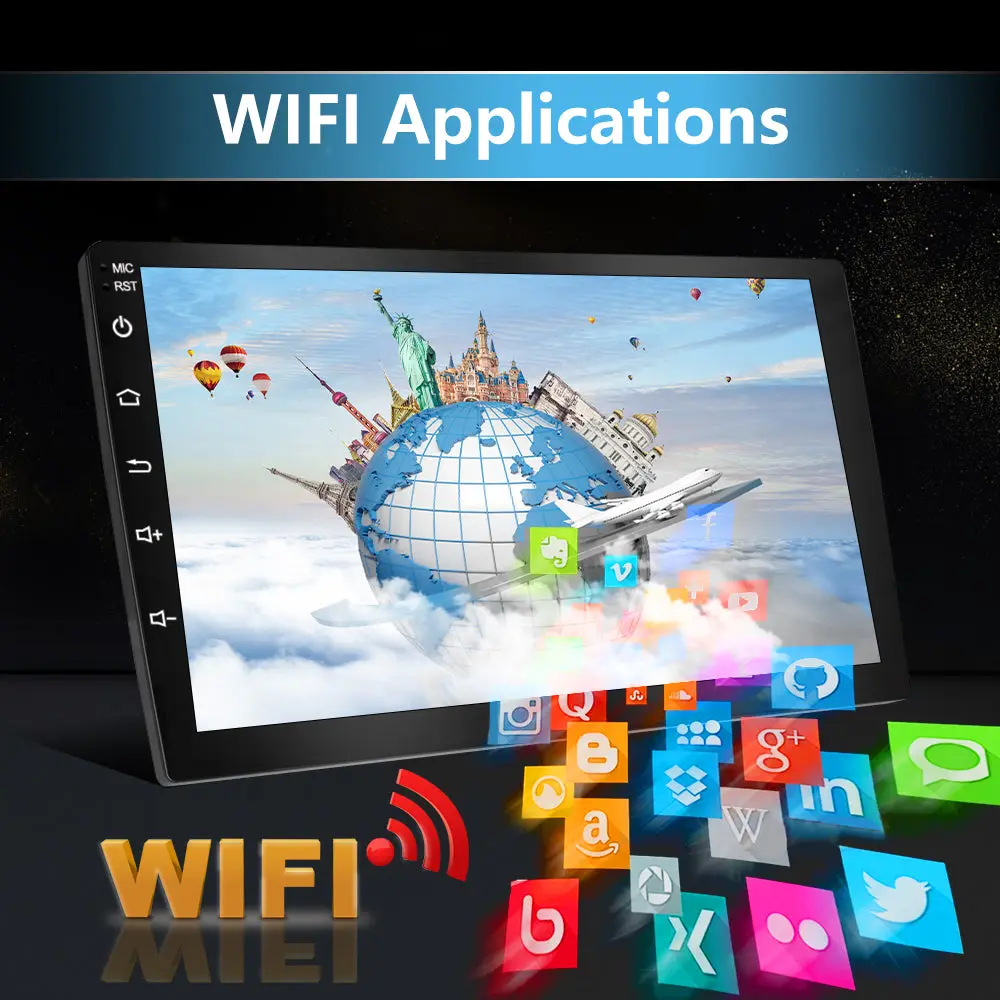 AWESAFE 10" Car Stereo with Wireless CarPlay & Android Auto, Bluetooth, FM Radio, DSP, Voice Control, GPS, Steering Wheel & Backup Camera for Jeep Wrangler 2007-2016 – Image 4