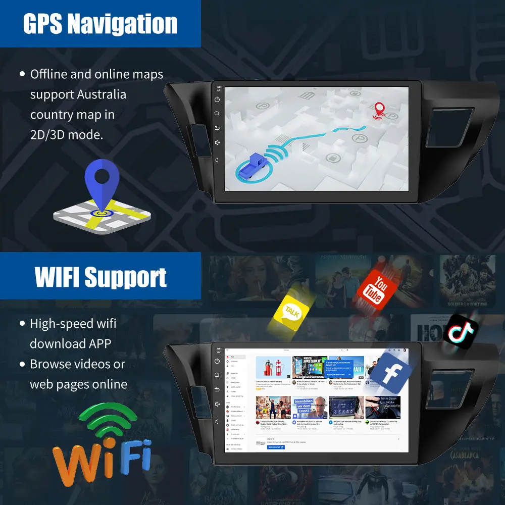 AWESAFE 10" Touchscreen For Toyota Corolla 2014-2016 Car Stereo Radio 2+64G with Bluetooth, FM, GPS, Backup Camera, DSP & Safety Alerts Built-in Wireless Carplay&Android Auto – Image 5