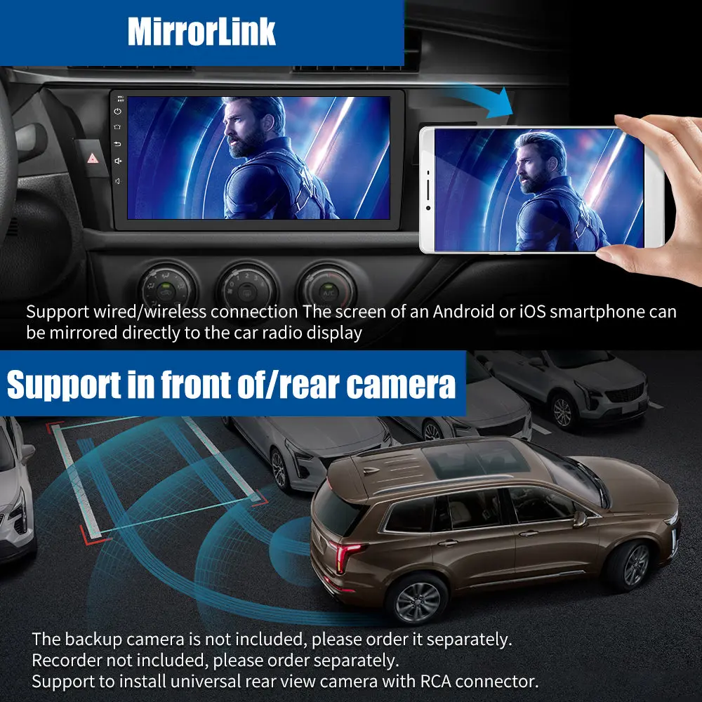 AWESAFE 10" Touchscreen For Toyota Corolla 2014-2016 Car Stereo Radio 2+64G with Bluetooth, FM, GPS, Backup Camera, DSP & Safety Alerts Built-in Wireless Carplay&Android Auto – Image 7