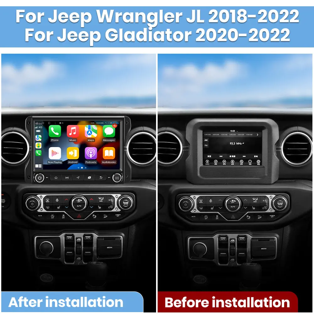 AWESAFE 4G+64G 10" Touchscreen Bluetooth Car Stereo for Jeep Wrangler JL 2018-2022 & Gladiator 2020-2022 Built-in GPS Navigation, SWC, Wireless CarPlay & Android Auto,with Qualcomm Chip – Image 3
