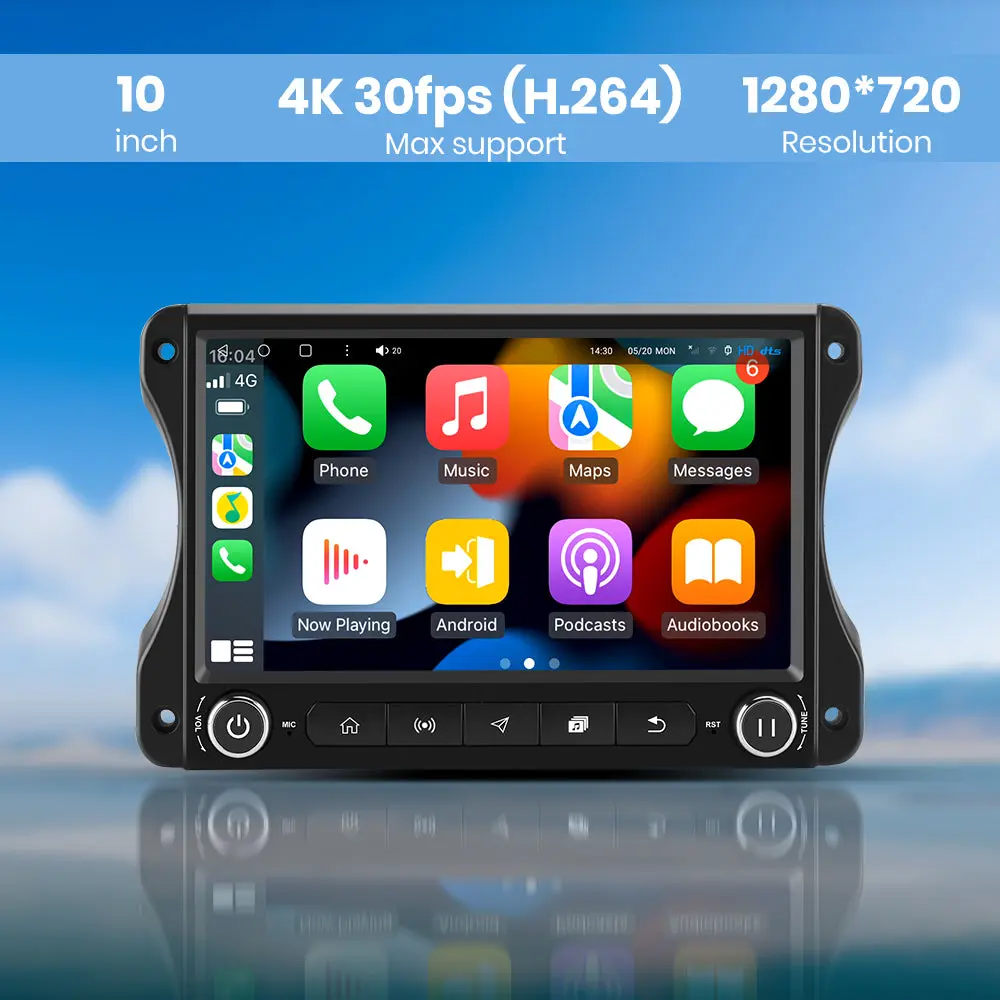 AWESAFE 4G+64G 10" Touchscreen Bluetooth Car Stereo for Jeep Wrangler JL 2018-2022 & Gladiator 2020-2022 Built-in GPS Navigation, SWC, Wireless CarPlay & Android Auto,with Qualcomm Chip – Image 8