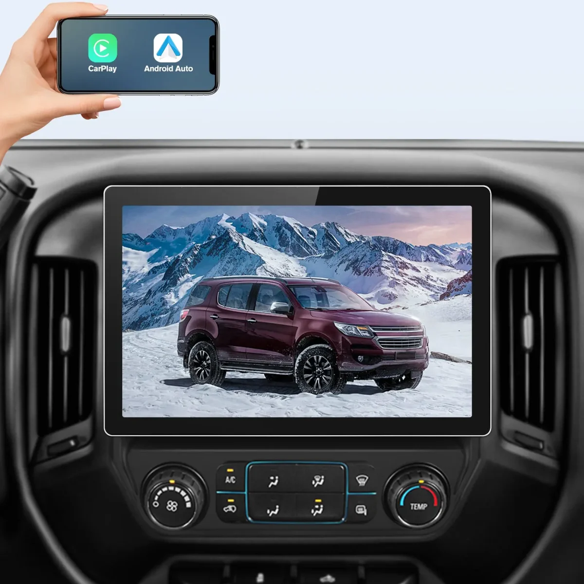 AWESAFE 11.5" Car Radio with Apple CarPlay & Android Auto, Bluetooth, FM/AM Radio, GPS, DSP, Steering Wheel Control & Safety Alerts for Chevy Silverado & GMC Sierra 2014-2018