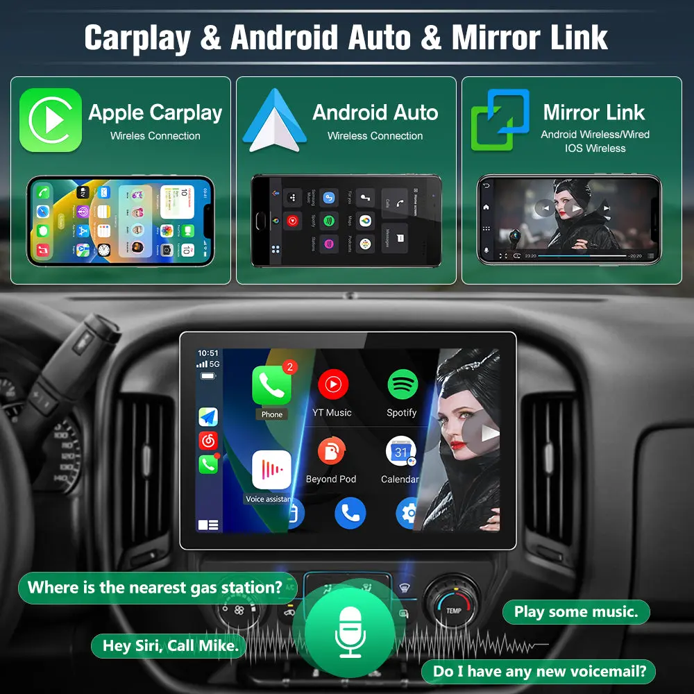 AWESAFE 11.5" Car Radio with Apple CarPlay & Android Auto, Bluetooth, FM/AM Radio, GPS, DSP, Steering Wheel Control & Safety Alerts for Chevy Silverado & GMC Sierra 2014-2018 – Image 4