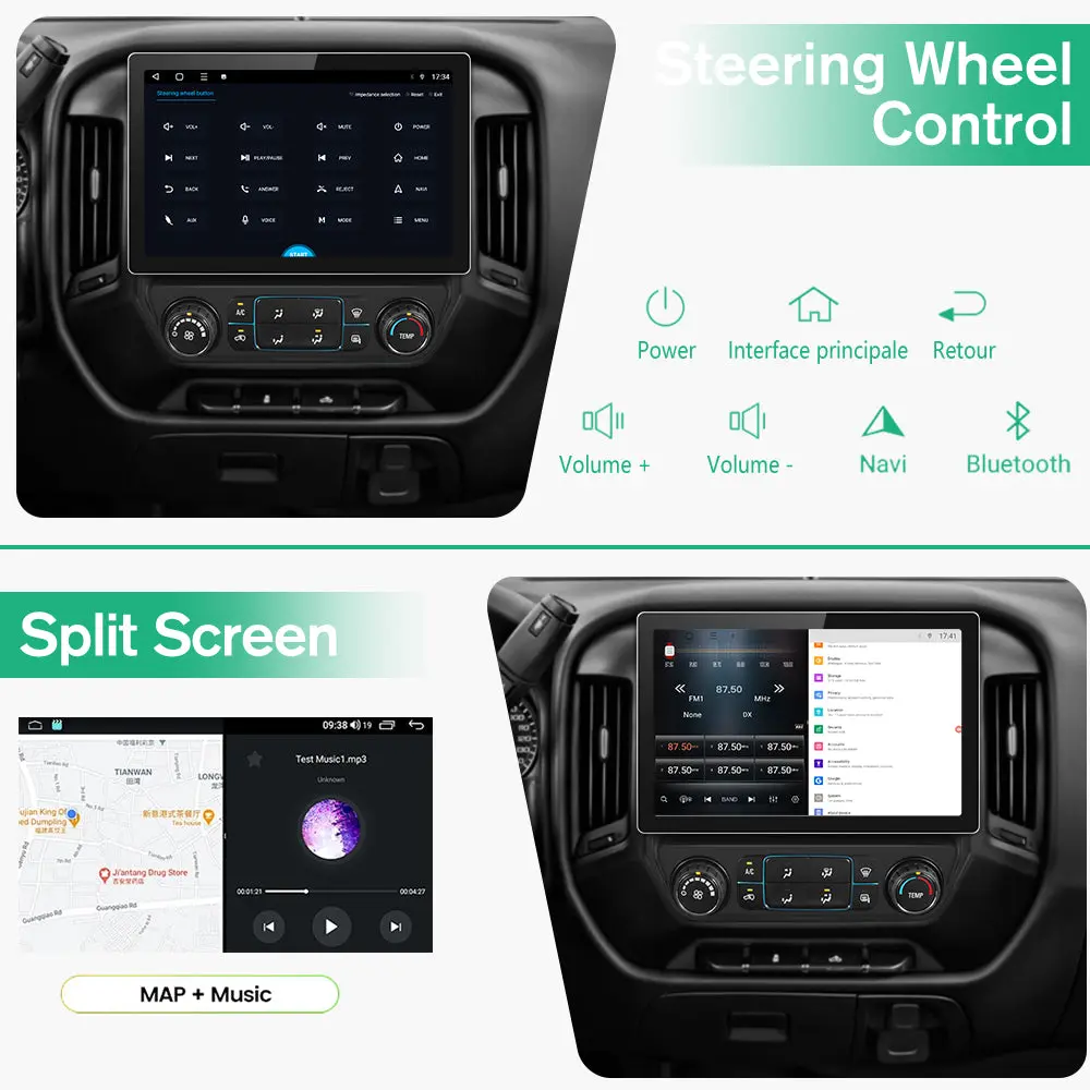 AWESAFE 11.5" Car Radio with Apple CarPlay & Android Auto, Bluetooth, FM/AM Radio, GPS, DSP, Steering Wheel Control & Safety Alerts for Chevy Silverado & GMC Sierra 2014-2018 – Image 7