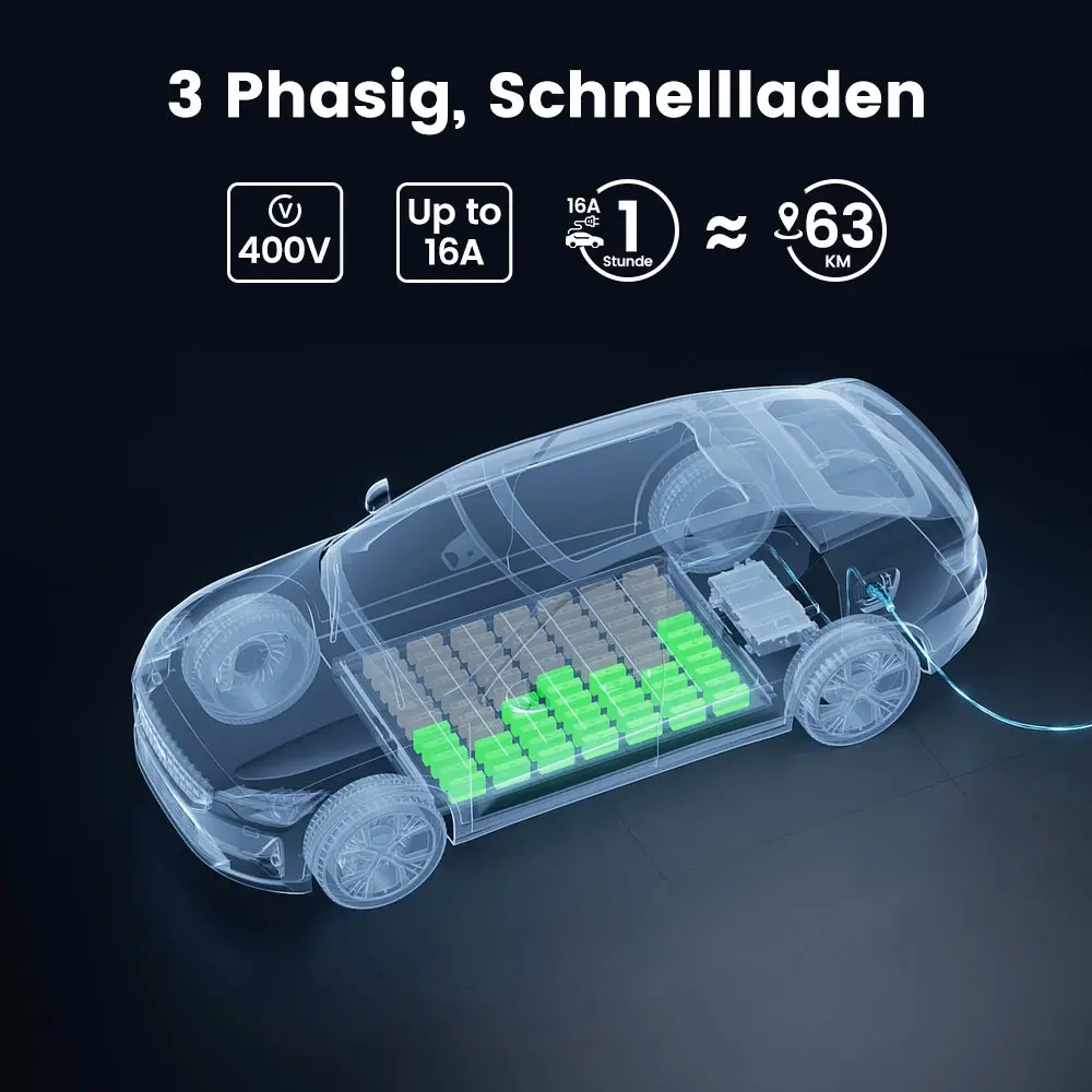 AWESAFE 11kW Typ 2 Ladegerät EU fur die meiste Automodelle – Regelbar (8-10-16A), 6M Kabel, Display, RFID, Bluetooth/WiFi-Steuerung – mit Ladeanzeige, Dreiphasig – Image 4