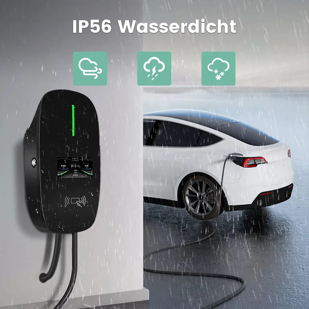 AWESAFE 11kW Typ 2 Ladegerät EU fur die meiste Automodelle – Regelbar (8-10-16A), 6M Kabel, Display, RFID, Bluetooth/WiFi-Steuerung – mit Ladeanzeige, Dreiphasig – Image 7