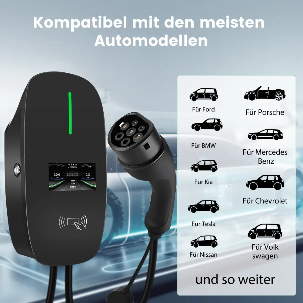 AWESAFE 11kW Typ 2 Ladegerät EU fur die meiste Automodelle – Regelbar (8-10-16A), 6M Kabel, Display, RFID, Bluetooth/WiFi-Steuerung – mit Ladeanzeige, Dreiphasig – Image 9