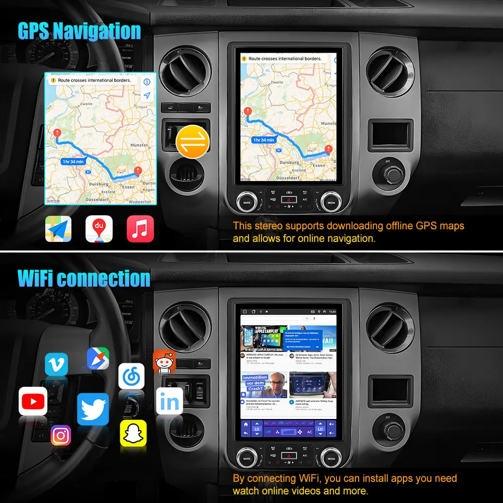 AWESAFE 12.1 inch Car Stereo Touchscreen for Ford Expedition 2015-2017,8-core 4+64G Car radio with Wireless Carplay/Android Auto,GPS, WiFi, Bluetooth, FM, DSP,DVR – Image 6