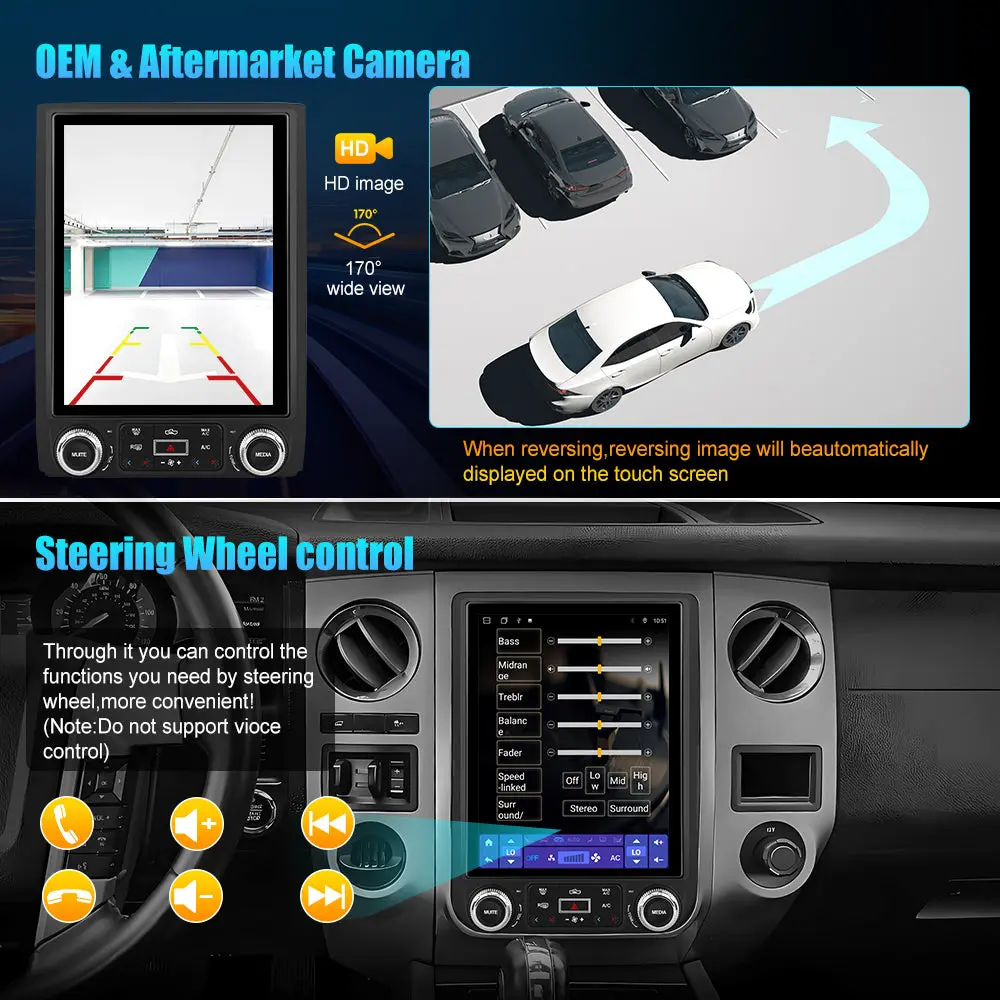 AWESAFE 12.1 inch Car Stereo Touchscreen for Ford Expedition 2015-2017,8-core 4+64G Car radio with Wireless Carplay/Android Auto,GPS, WiFi, Bluetooth, FM, DSP,DVR – Image 7