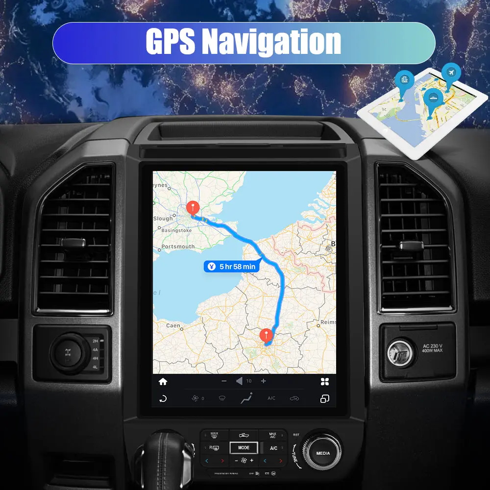 AWESAFE 12.1'' Android 13 Car Radio Stereo for Ford F150 2015-2021,Qualcomm 6125,4+64G,Wireless CarPlay & Android Auto – Image 6