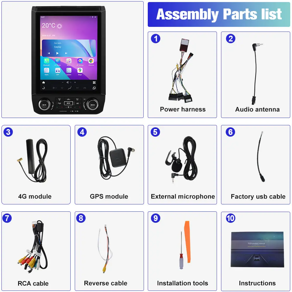 AWESAFE 12.1'' Android 13 Car Radio Stereo for Ford F150 2015-2021,Qualcomm 6125,4+64G,Wireless CarPlay & Android Auto – Image 9