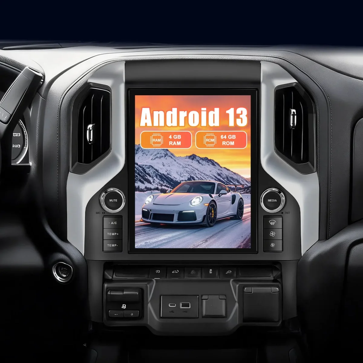 AWESAFE 12.1" Qualcomm 8-core Car Radio Android 13 for Chevy Silverado GMC Sierra 2013-2019 Head Unit with Dual Bluetooth CarPlay Android Auto GPS Navigation FM AM DSP Gyroscope Function – Image 2