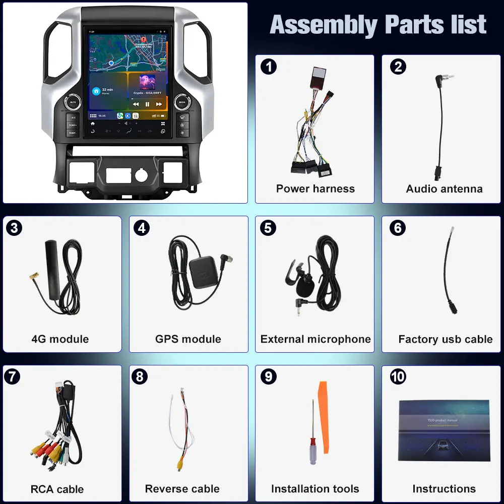 AWESAFE 12.1" Qualcomm 8-core Car Radio Android 13 for Chevy Silverado GMC Sierra 2013-2019 Head Unit with Dual Bluetooth CarPlay Android Auto GPS Navigation FM AM DSP Gyroscope Function – Image 8