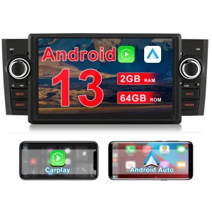 AWESAFE 1 DIN Android 13 Autoradio con Schermo Touchscreen 7 Pollici - Per Fiat Grande Punto 2005-2012 - Bluetooth, FM, 4G, CarPlay Wireless e Android Auto - 2+64GB