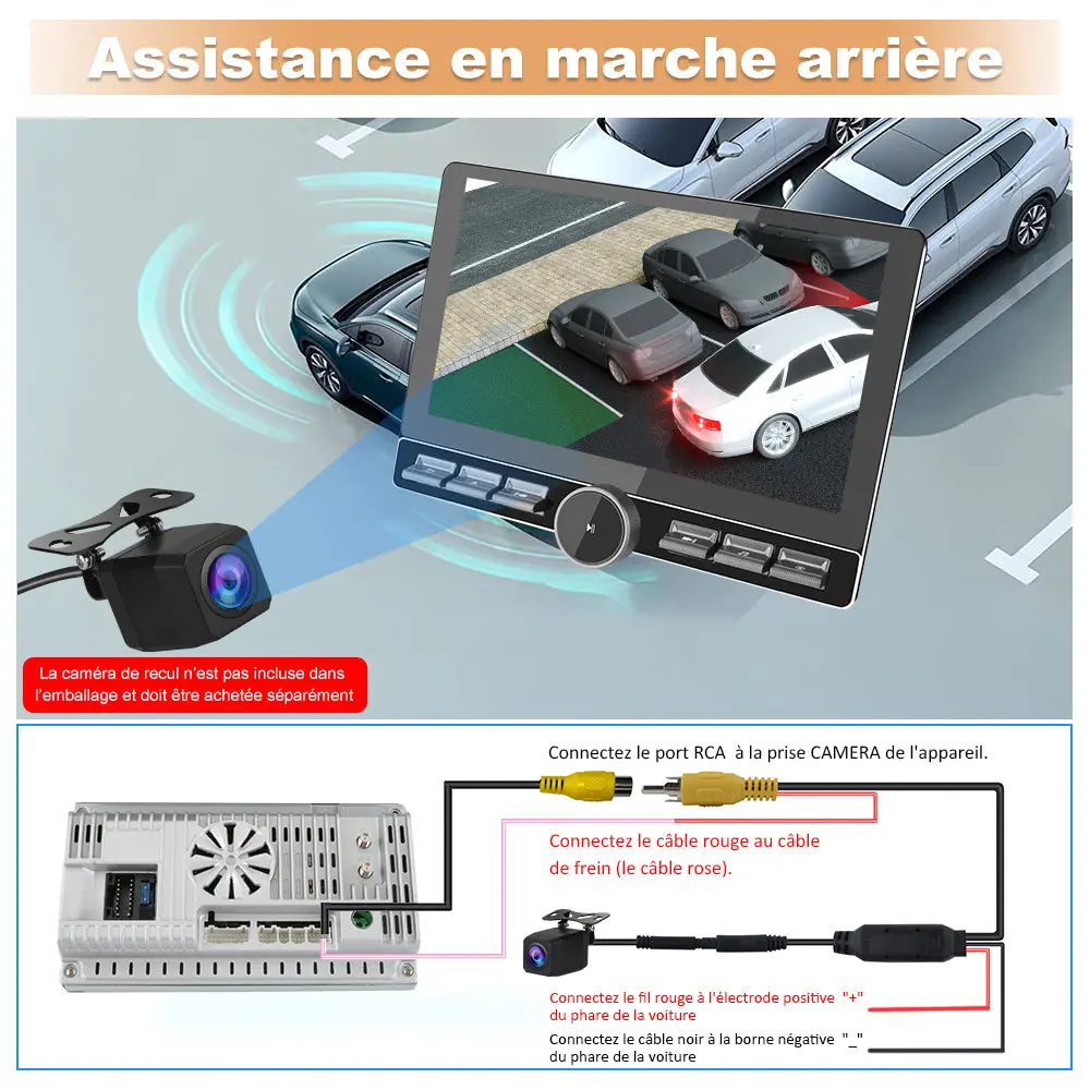 AWESAFE 2 DIN Autoradio Android 13 - Écran Tactile Orientable 10,6" 4+64GB - Bluetooth/FM/AM/WiFi/4G Universel – Image 5