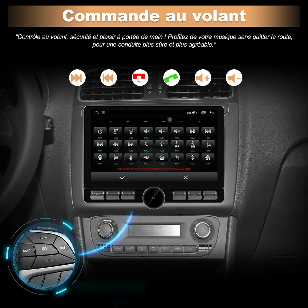 AWESAFE 2 DIN Autoradio Android 13 - Écran Tactile Orientable 10,6" 4+64GB - Bluetooth/FM/AM/WiFi/4G Universel – Image 6