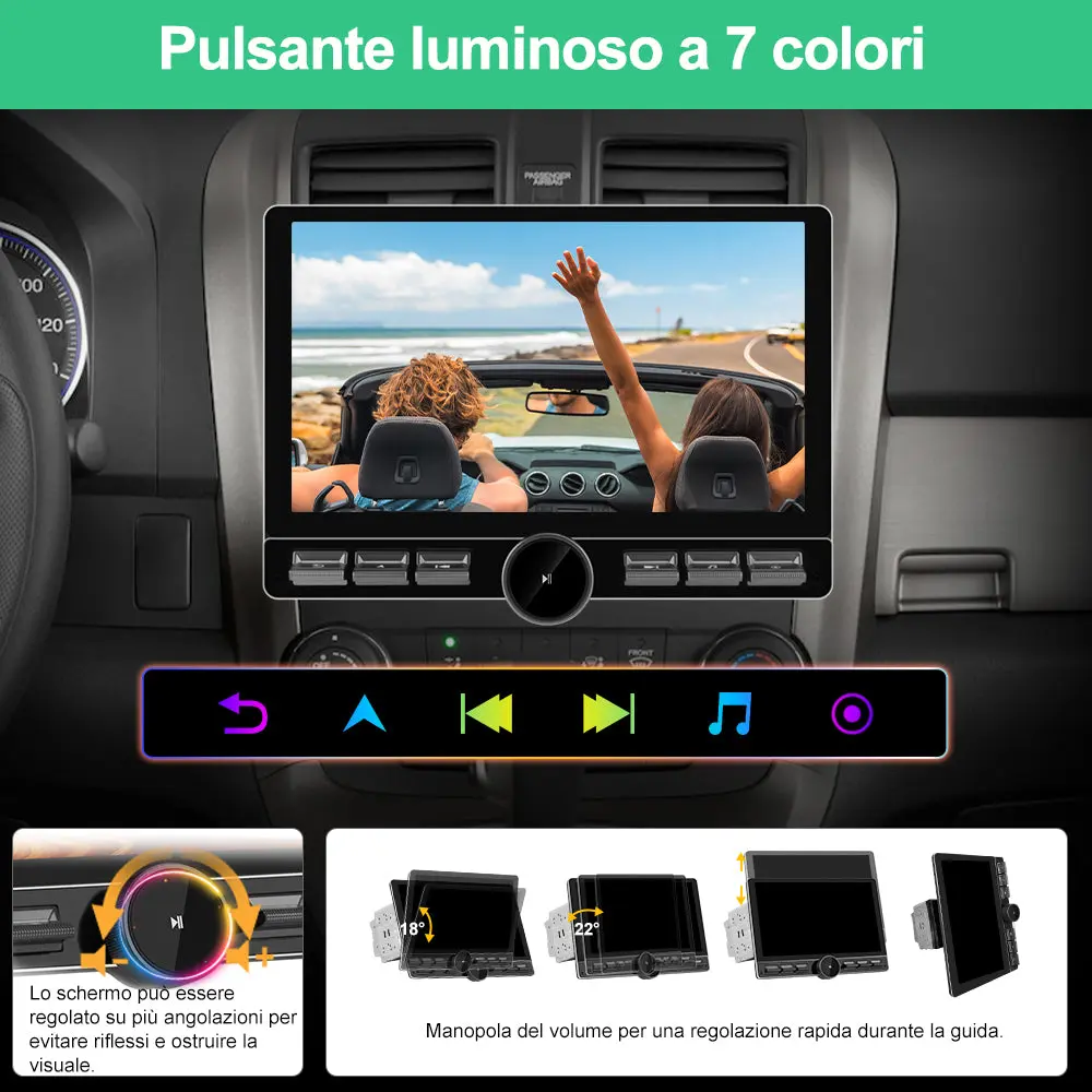 AWESAFE 2 DIN Autoradio Android 13 con Schermo Touchscreen Orientabile da 10,6 Pollici - 4+64GB - Bluetooth, FM, AM, WiFi, 4G – Image 6
