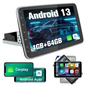 AWESAFE 2 DIN Autoradio mit Navi und Rückfahrkamer,Unterstützt DAB+,Android auto&Apple Carplay,10.1  Zoll Android 13 Radio mit 90° drehbarer Bildschirm