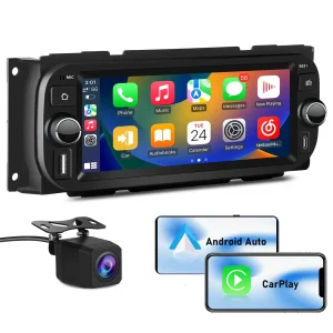 AWESAFE (2GB+64GB)Bluetooth Car Radio For Jeep Wrangler & Chrysler 300 & Dodye Ram, 6.86 inch Touchscreen with AM/FM/Wireless CarPlay Android Auto