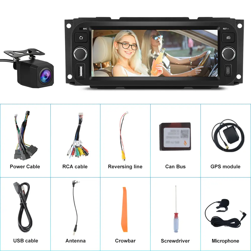 AWESAFE (2GB+64GB)Bluetooth Car Radio For Jeep Wrangler & Chrysler 300 & Dodye Ram, 6.86 inch Touchscreen with AM/FM/Wireless CarPlay Android Auto – Image 8