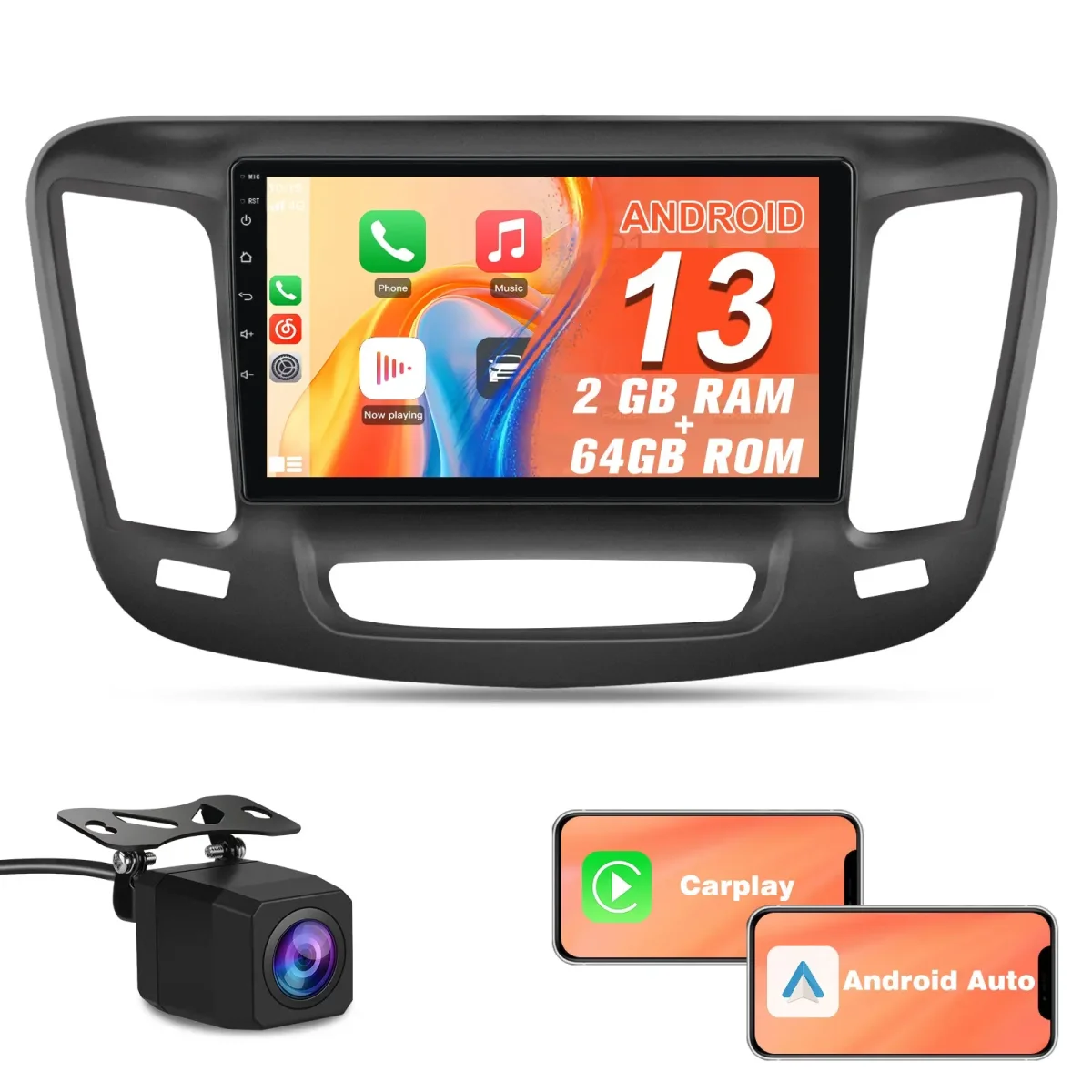 AWESAFE 2GB+64GB Android 13 Car Radio Stereo for Chrysler 200 200C 200S 2015-2017, with CarPlay&Android Auto Bluetooth GPS Navigation Backup Camera SWC – Image 2