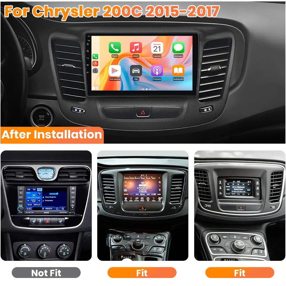AWESAFE 2GB+64GB Android 13 Car Radio Stereo for Chrysler 200 200C 200S 2015-2017, with CarPlay&Android Auto Bluetooth GPS Navigation Backup Camera SWC – Image 4