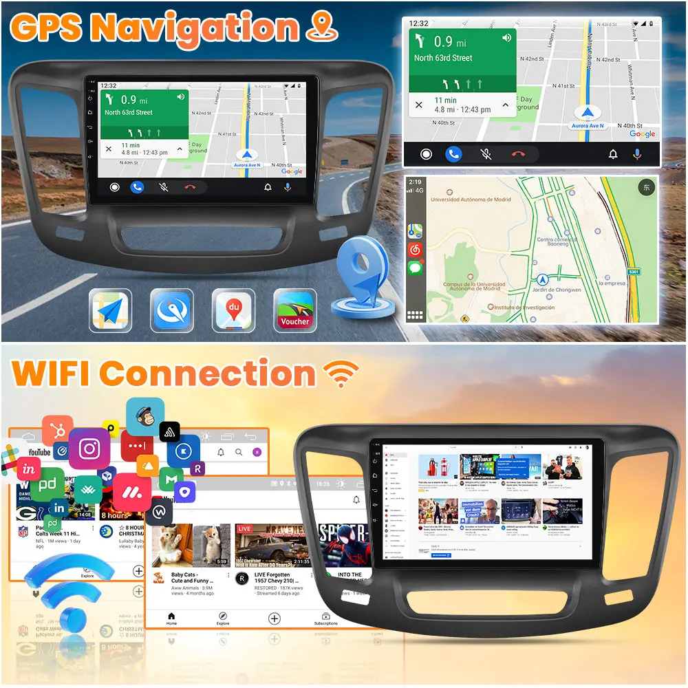 AWESAFE 2GB+64GB Android 13 Car Radio Stereo for Chrysler 200 200C 200S 2015-2017, with CarPlay&Android Auto Bluetooth GPS Navigation Backup Camera SWC – Image 5