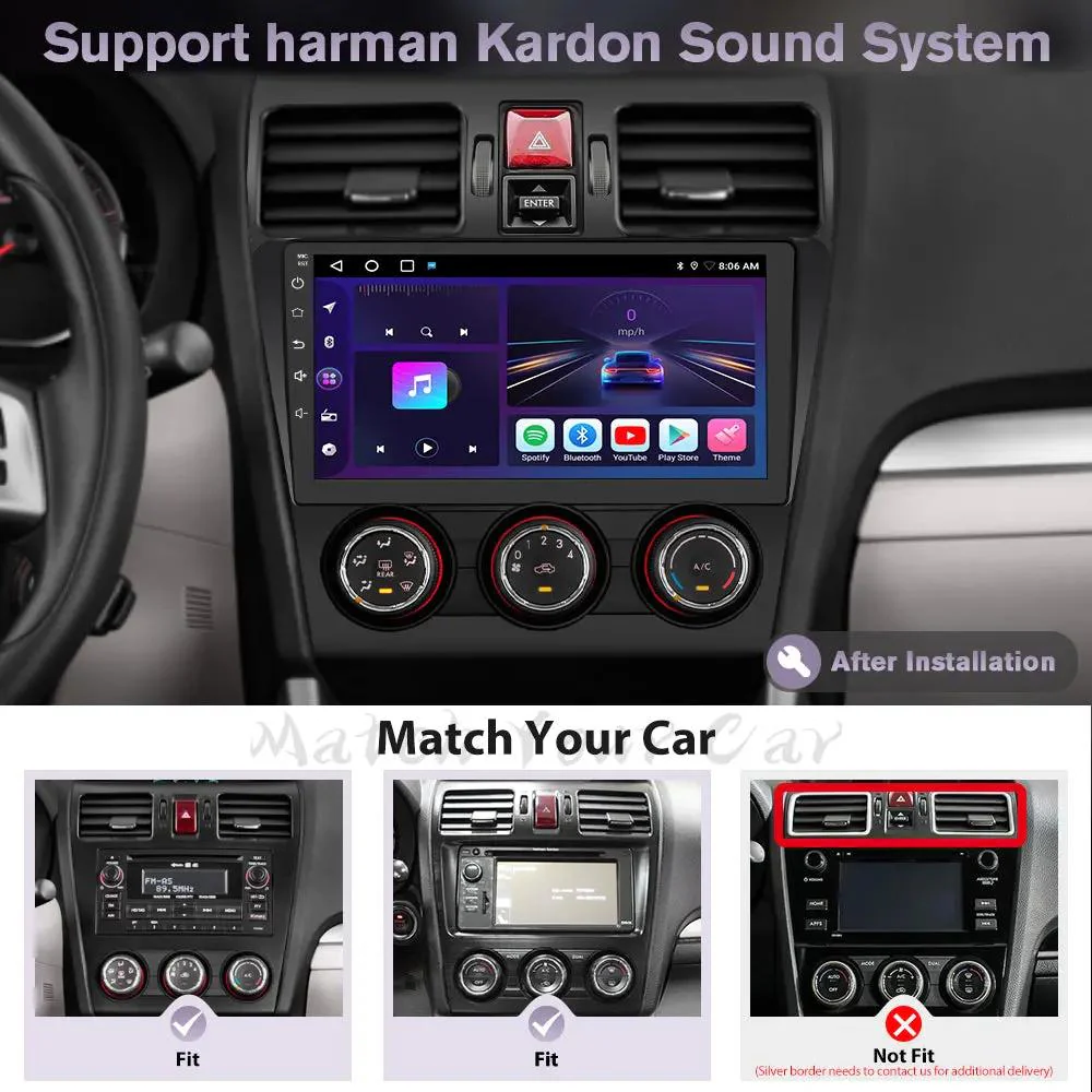 AWESAFE 4G+64G Android 13 Car Radio Stereo Subaru Forester WRX Impreza 2013 2014 2015 Suitable for Harman Kardon Systems 9" Touchscreen Head Unit with Carplay/Android Auto Bluetooth – Image 3