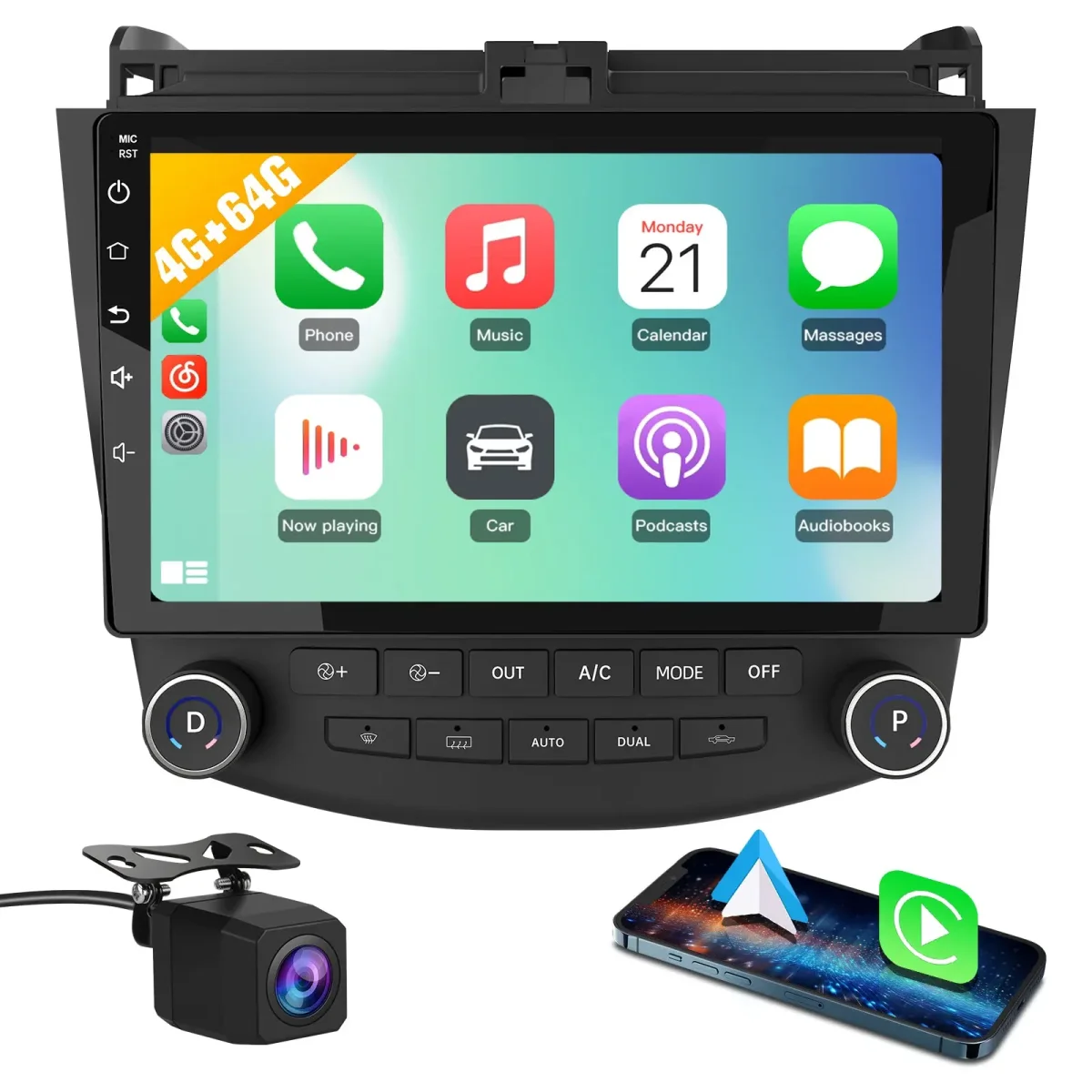 AWESAFE 4G+64G 8-core Car Stereo for Honda Accord 2003-2007, Touchscreen Car Radio with WiFi, GPS Navigation, and Bluetooth – Image 2