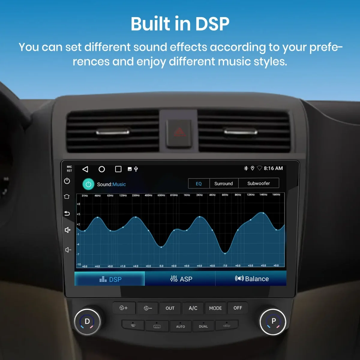 AWESAFE 4G+64G 8-core Car Stereo for Honda Accord 2003-2007, Touchscreen Car Radio with WiFi, GPS Navigation, and Bluetooth – Image 4