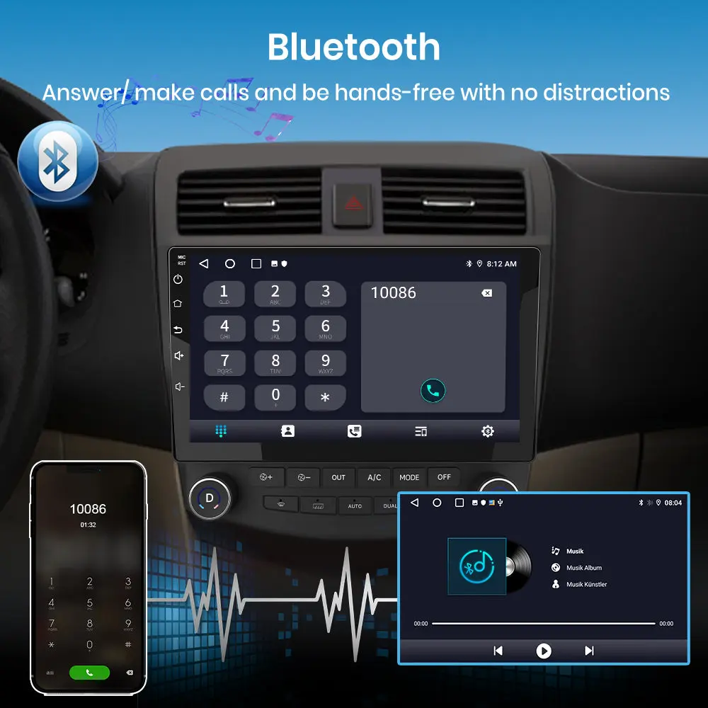 AWESAFE 4G+64G 8-core Car Stereo for Honda Accord 2003-2007, Touchscreen Car Radio with WiFi, GPS Navigation, and Bluetooth – Image 5