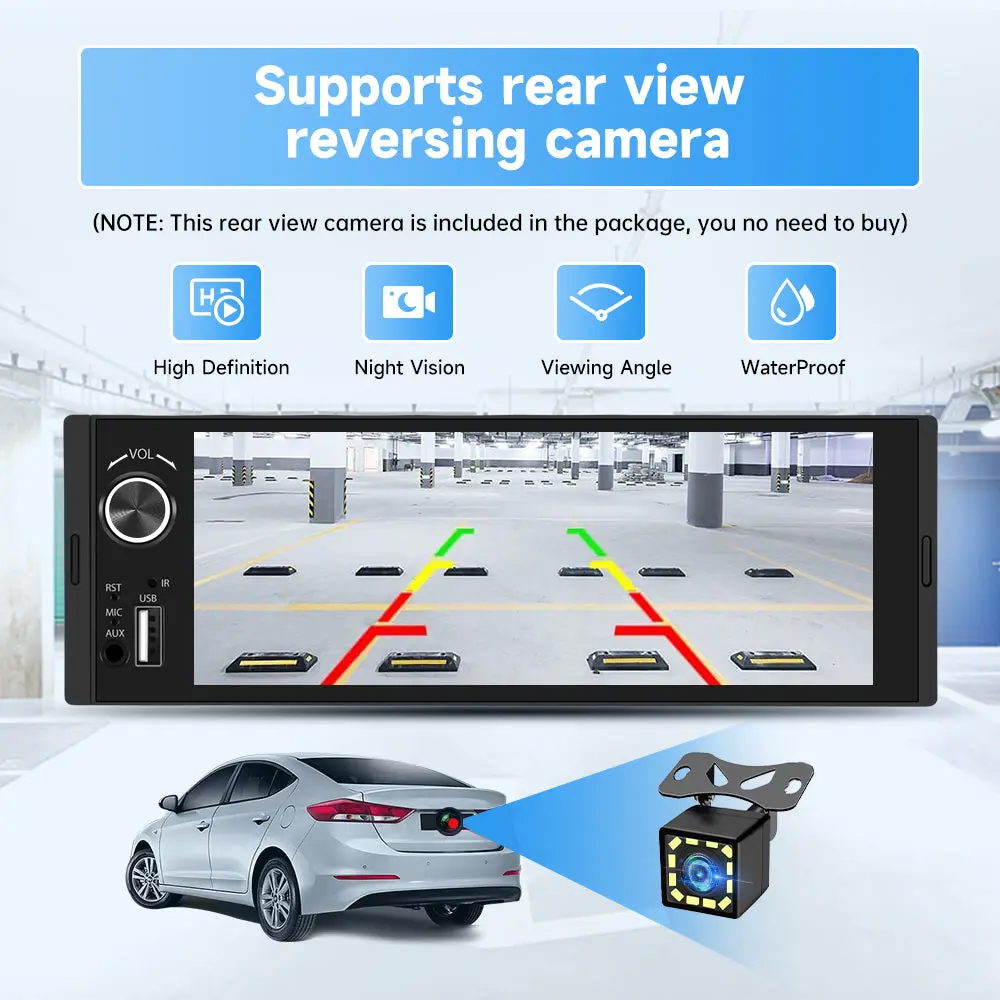 AWESAFE 6.36'' Single Din Car Radio IPS Touchscreen with Wireless CarPlay & Android Auto,Bluetooth & Backup Camera,FM/EQ,USB,Mirror link – Image 7