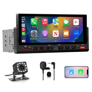 AWESAFE 6.86'' 1 DIN Universal Carplay & Android Auto TouchScreen Car Radio,with GPS FM Steeling Wheel Control Bluetooth Rear Camera Microphone