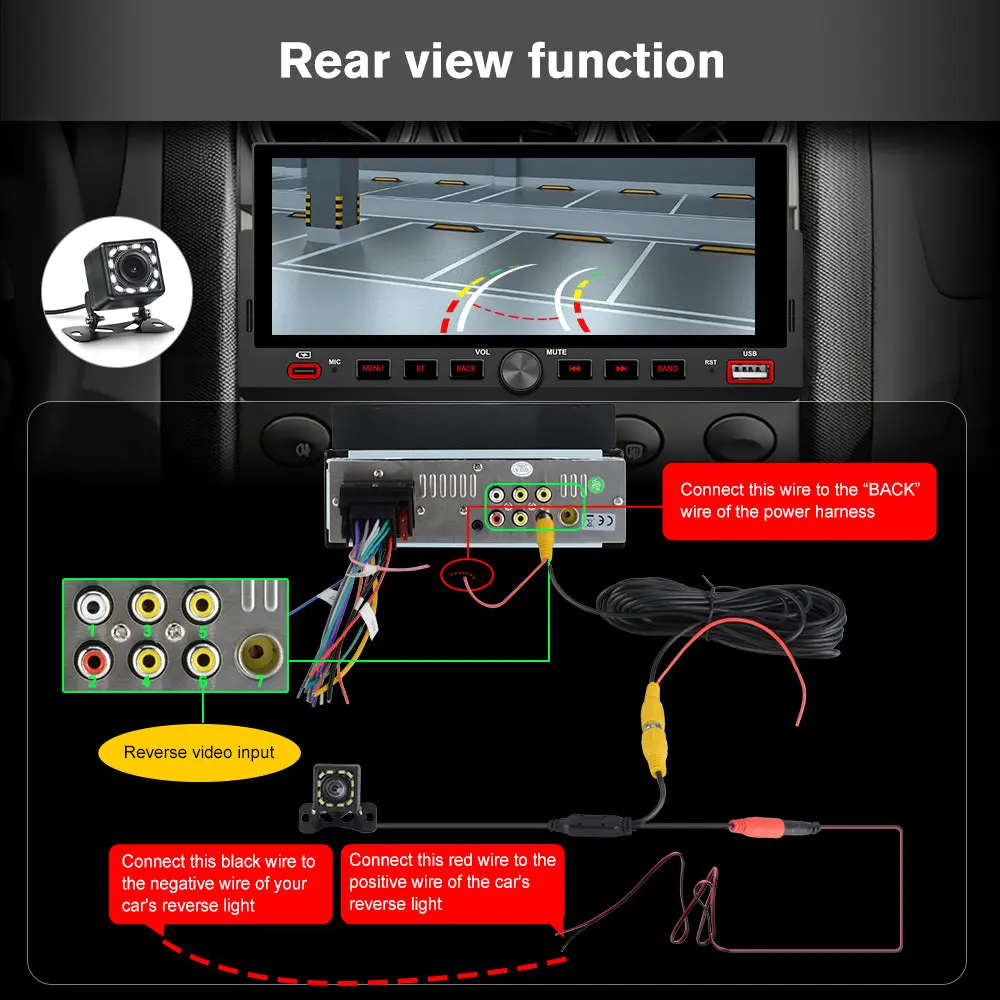 AWESAFE 6.86'' 1 DIN Universal Carplay & Android Auto TouchScreen Car Radio,with GPS FM Steeling Wheel Control Bluetooth Rear Camera Microphone – Image 7