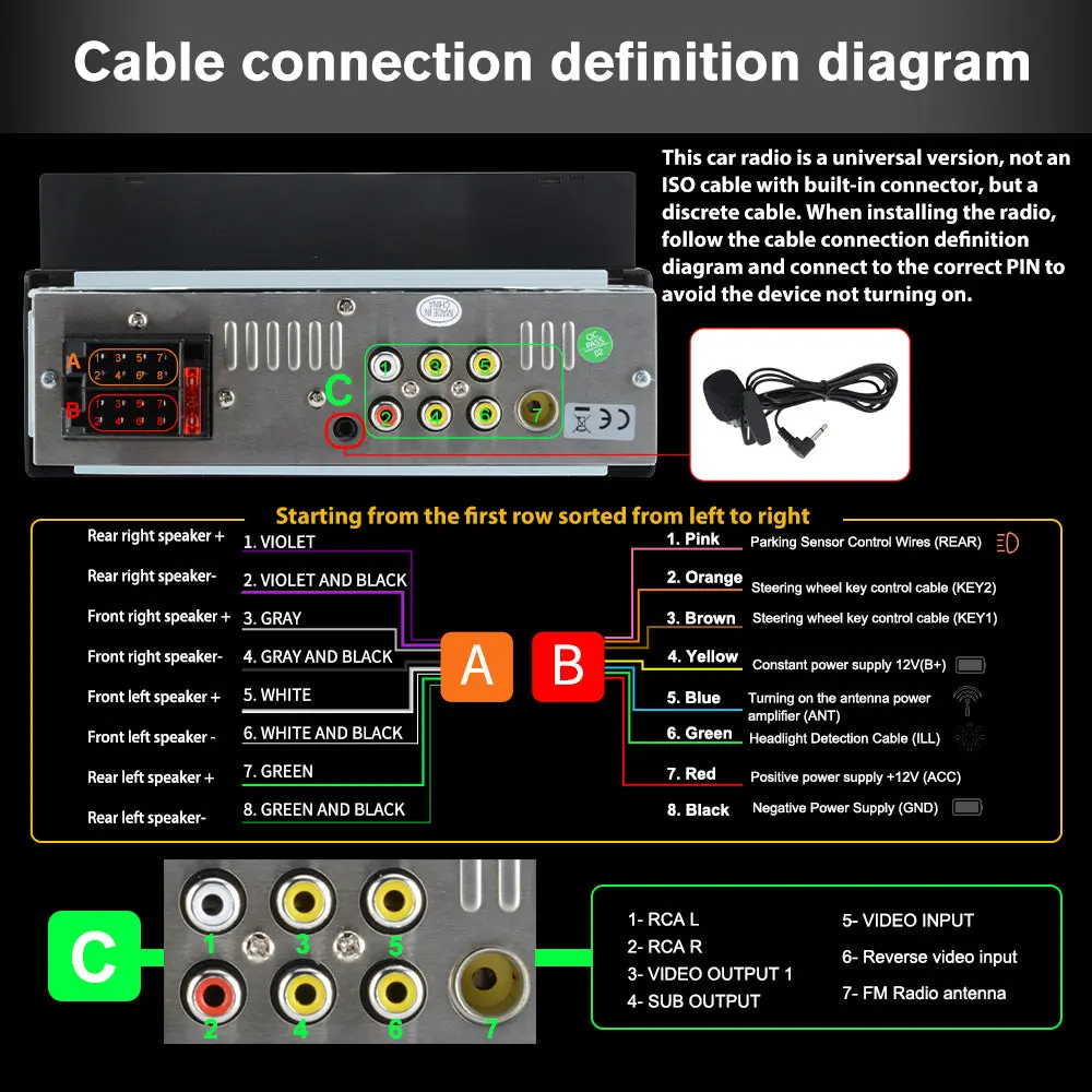 AWESAFE 6.86'' 1 DIN Universal Carplay & Android Auto TouchScreen Car Radio,with GPS FM Steeling Wheel Control Bluetooth Rear Camera Microphone – Image 8