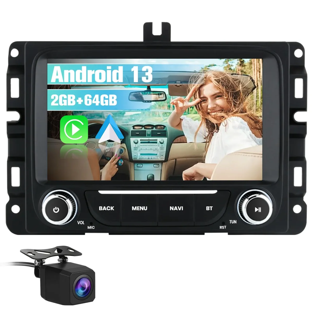 AWESAFE 7 Inch Car Radio Stereo for Dodge Ram 1500 2500 3500 2013-2019 - 2GB+64GB, with Wireless CarPlay & Android Auto, Rearview Camera,Bluetooth,GPS,FM,SWC,WIFI – Image 2