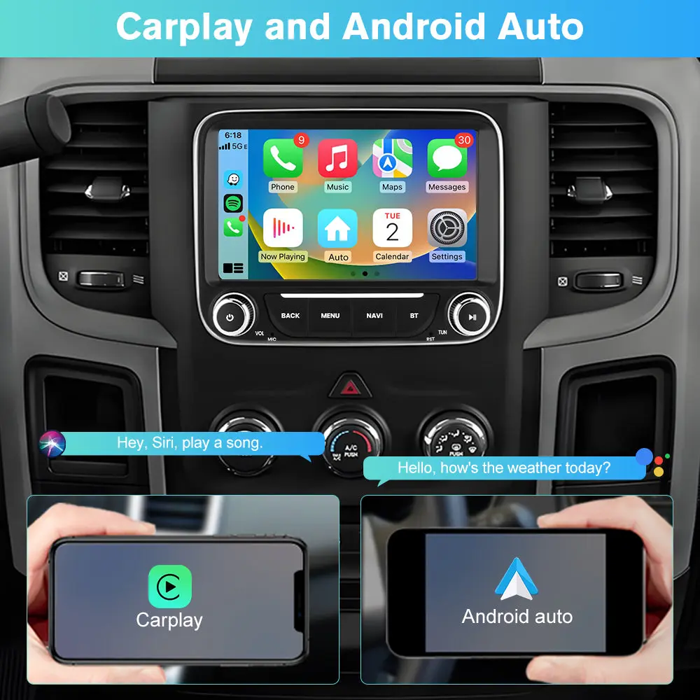 AWESAFE 7 Inch Car Radio Stereo for Dodge Ram 1500 2500 3500 2013-2019 - 2GB+64GB, with Wireless CarPlay & Android Auto, Rearview Camera,Bluetooth,GPS,FM,SWC,WIFI – Image 4