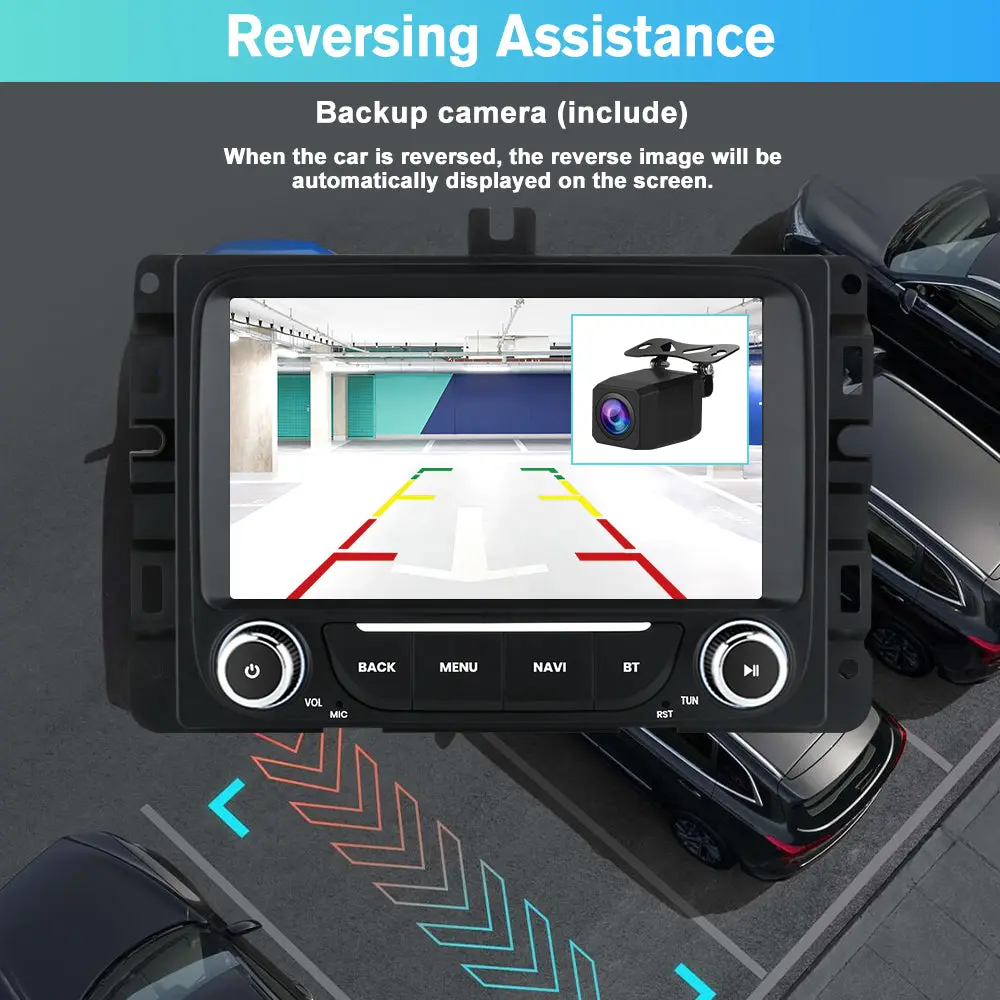 AWESAFE 7 Inch Car Radio Stereo for Dodge Ram 1500 2500 3500 2013-2019 - 2GB+64GB, with Wireless CarPlay & Android Auto, Rearview Camera,Bluetooth,GPS,FM,SWC,WIFI – Image 6