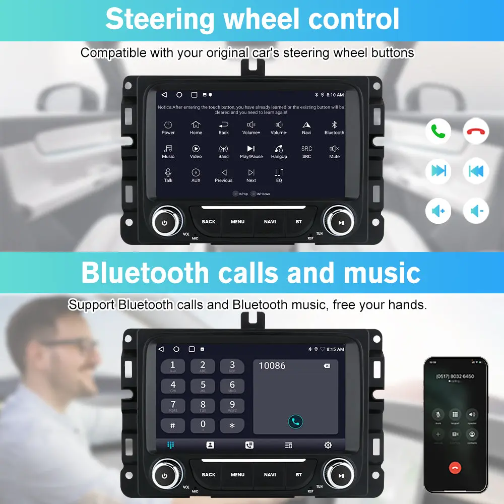 AWESAFE 7 Inch Car Radio Stereo for Dodge Ram 1500 2500 3500 2013-2019 - 2GB+64GB, with Wireless CarPlay & Android Auto, Rearview Camera,Bluetooth,GPS,FM,SWC,WIFI – Image 7