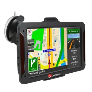 AWESAFE 7 Inch GPS Navigation with Bluetooth/ FM/Speed Alerts/ Lifetime North America Maps for DC 12V&24V Car Truck RV