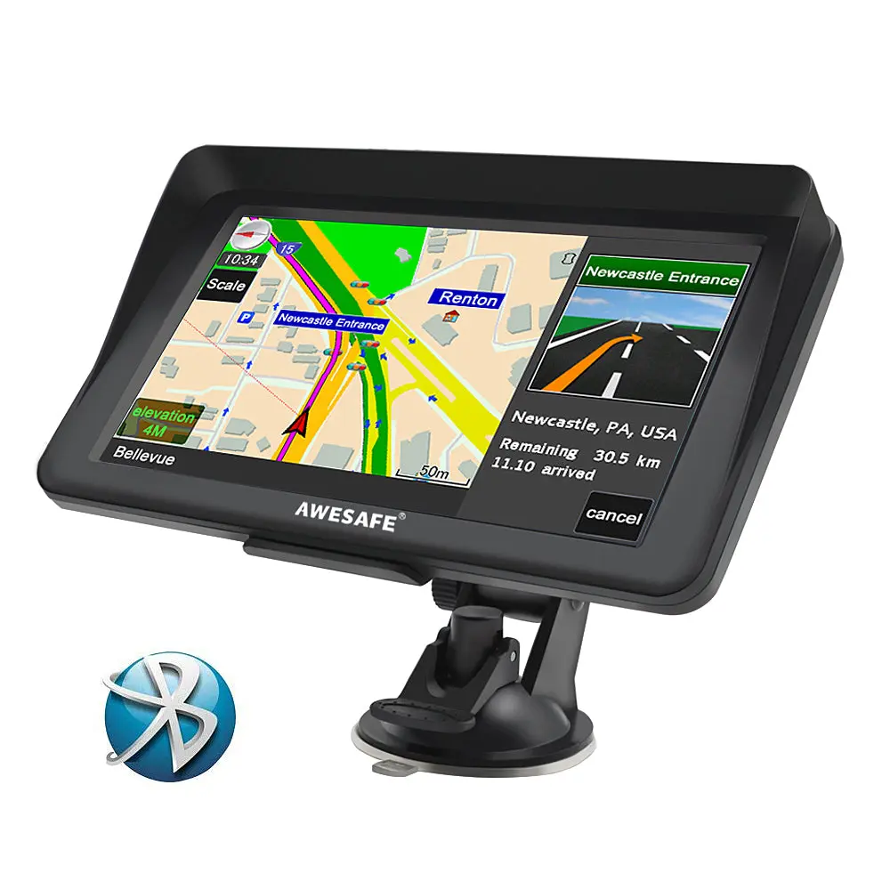 AWESAFE 7-Inch GPS Navigator with Sun Visor, Bluetooth, and Lifetime Map Updates for Europe – Image 2