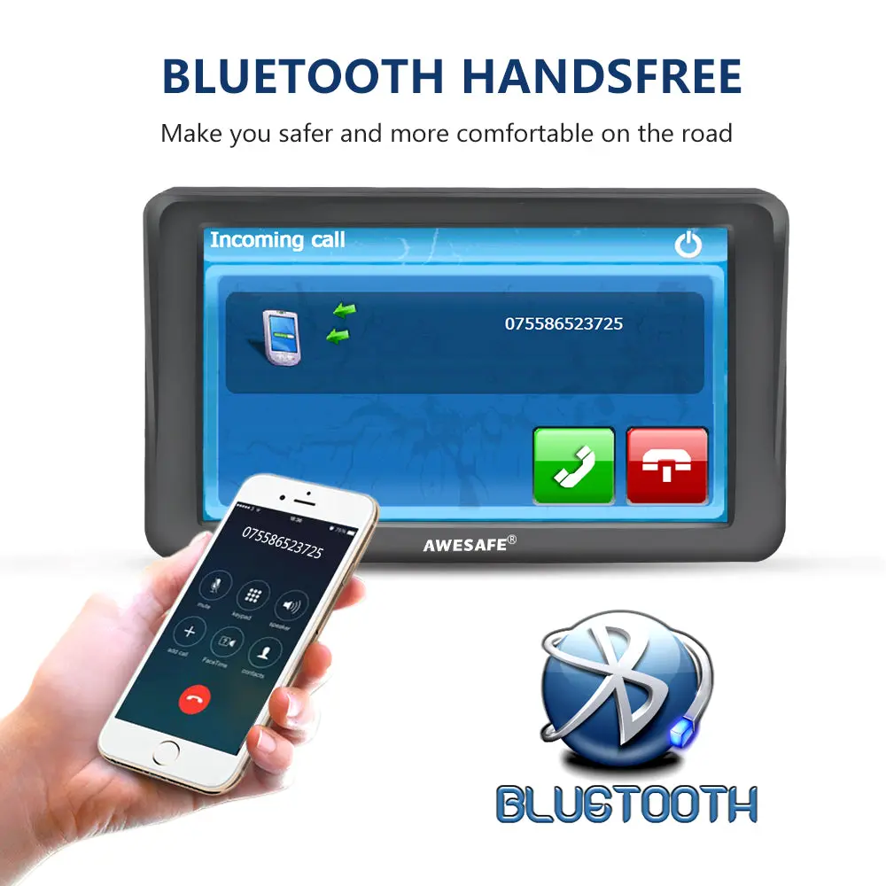 AWESAFE 7-Inch GPS Navigator with Sun Visor, Bluetooth, and Lifetime Map Updates for Europe – Image 4