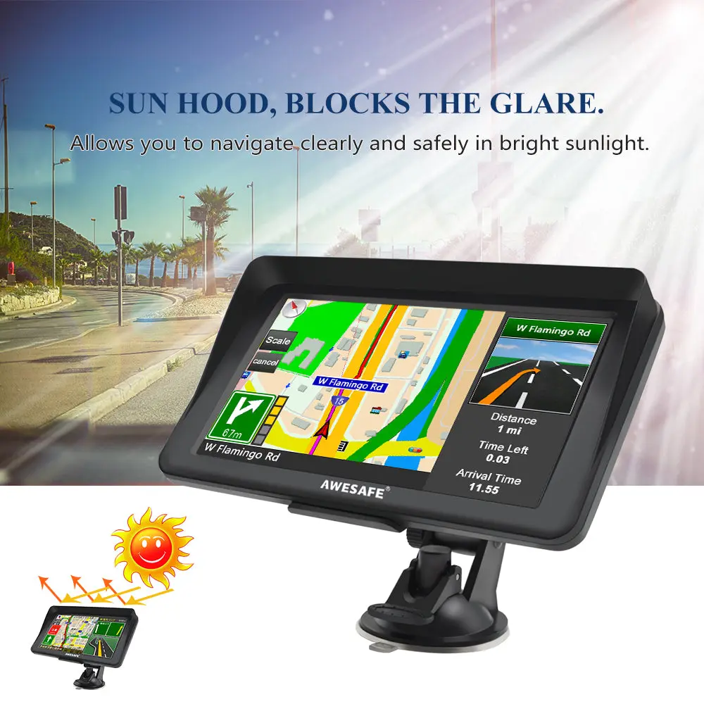 AWESAFE 7-Inch GPS Navigator with Sun Visor, Bluetooth, and Lifetime Map Updates for Europe – Image 6