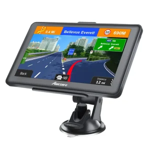 AWESAFE 7 Inch GPS Sat Nav with FM Transmitter for Cars HGV Motorhome 2025 UK Europe Maps Postcode Navigation Speed Alerts POI Lane Assist